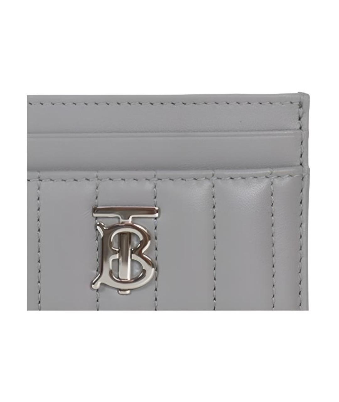 BURBERRY Серый кожаный кардхолдер, фото 4