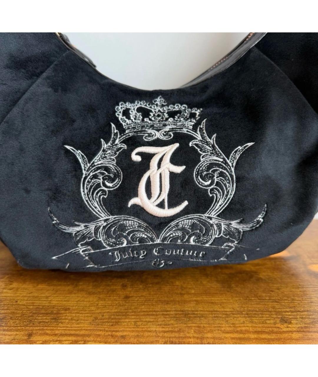 JUICY COUTURE Черная бархатная сумка через плечо, фото 4