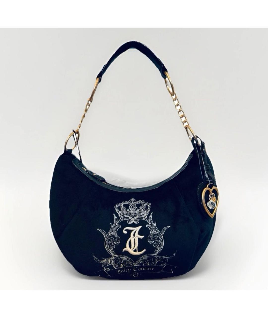 JUICY COUTURE Черная бархатная сумка через плечо, фото 6