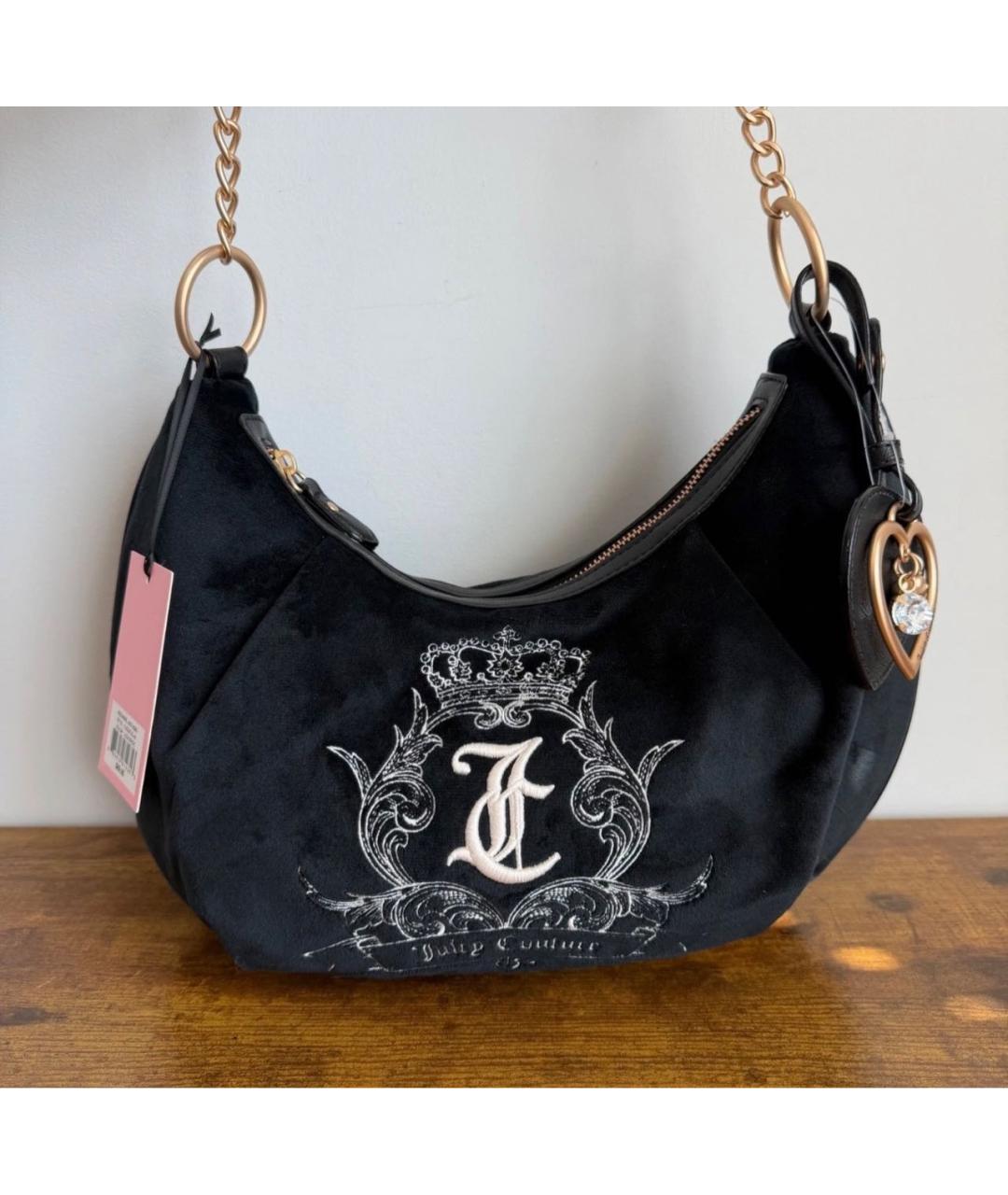 JUICY COUTURE Черная бархатная сумка через плечо, фото 2