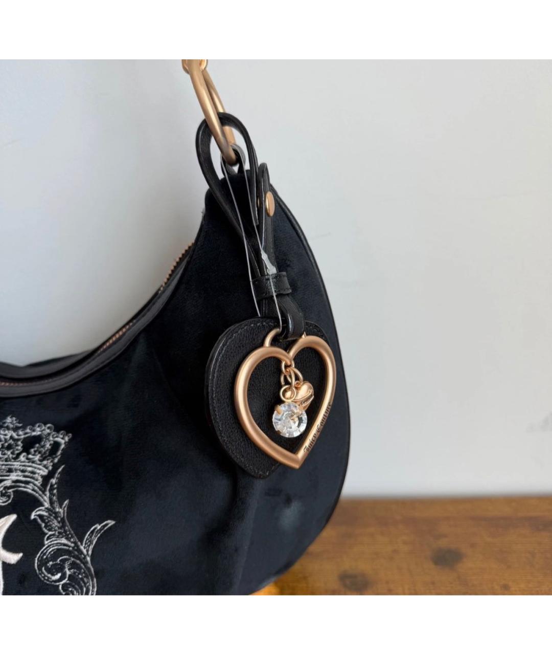 JUICY COUTURE Черная бархатная сумка через плечо, фото 5