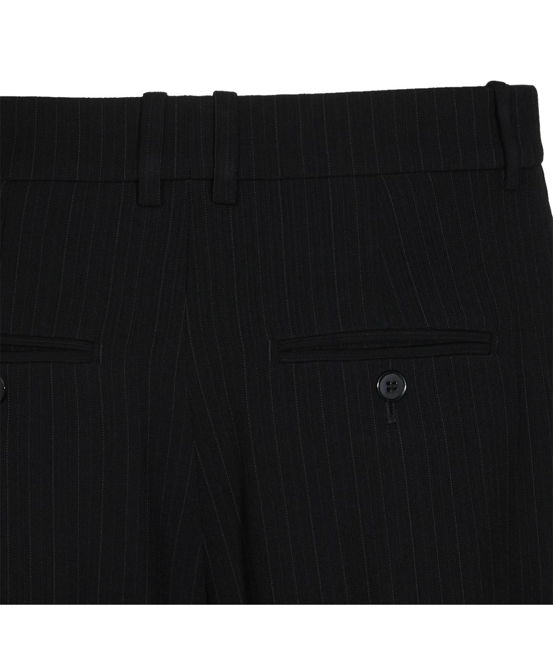 SAINT LAURENT Черные шерстяные прямые брюки, фото 4