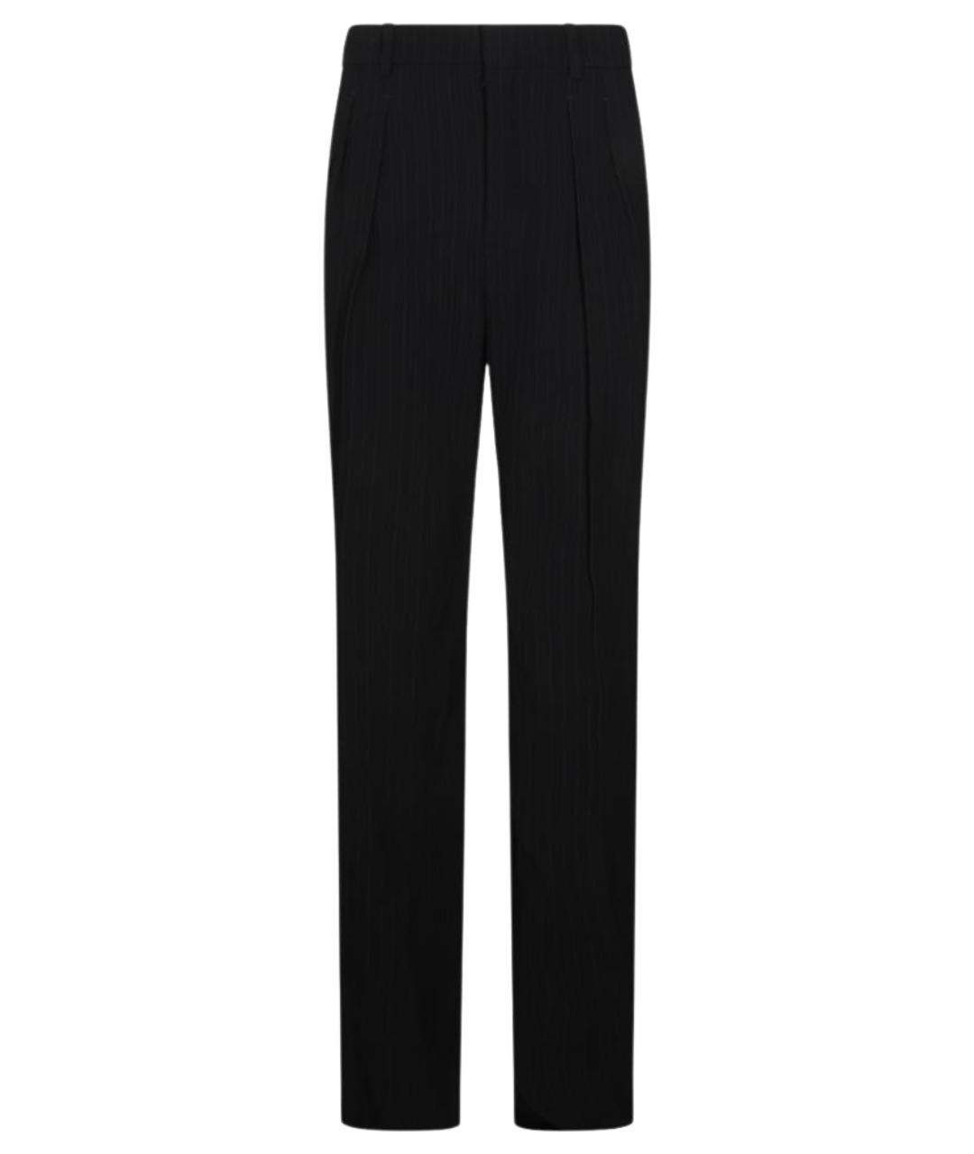 SAINT LAURENT Черные шерстяные прямые брюки, фото 1