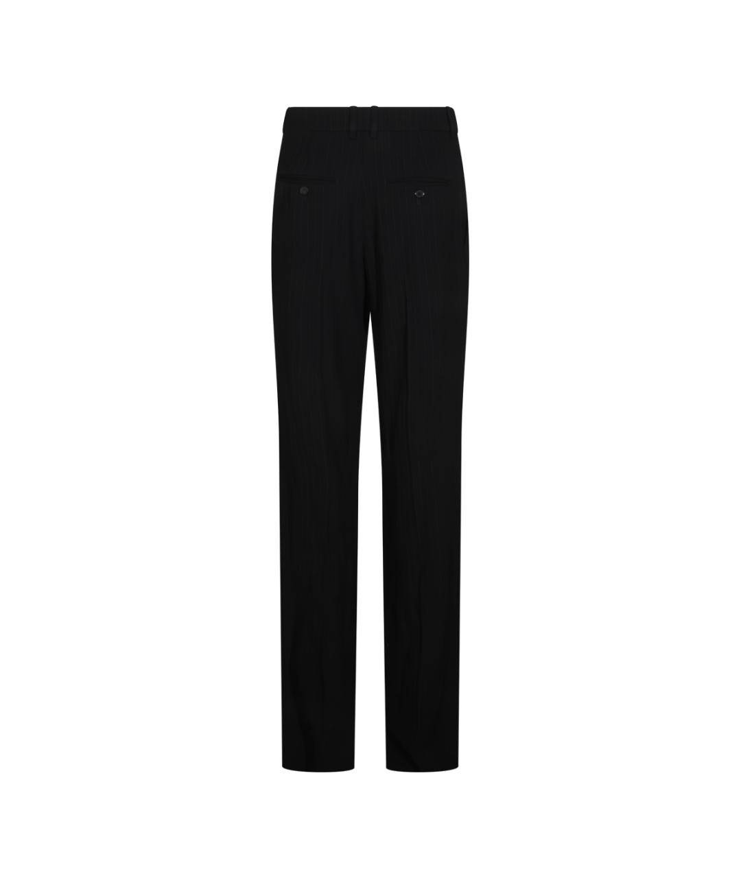 SAINT LAURENT Черные шерстяные прямые брюки, фото 2