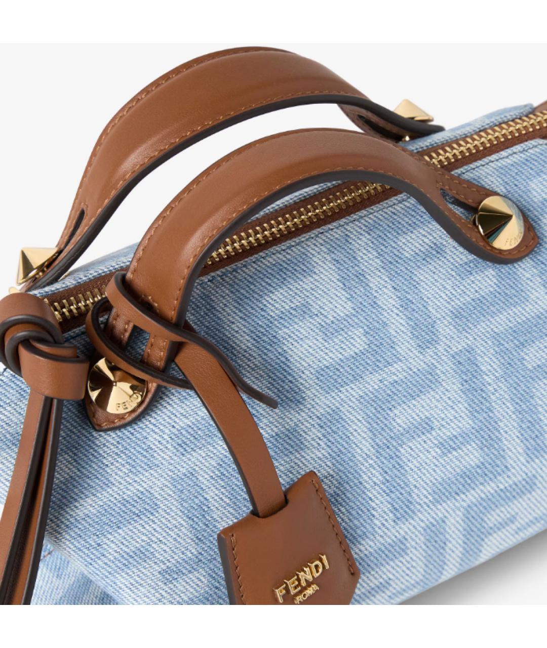 FENDI Голубая тканевая сумка через плечо, фото 4