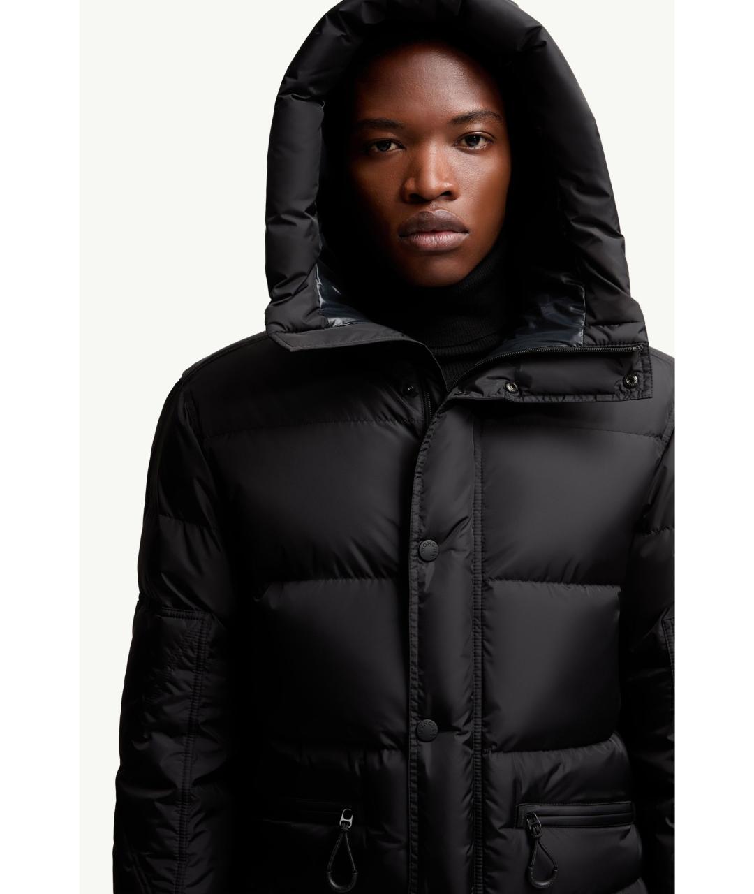 MONCLER Черное полиамидовое пальто, фото 6