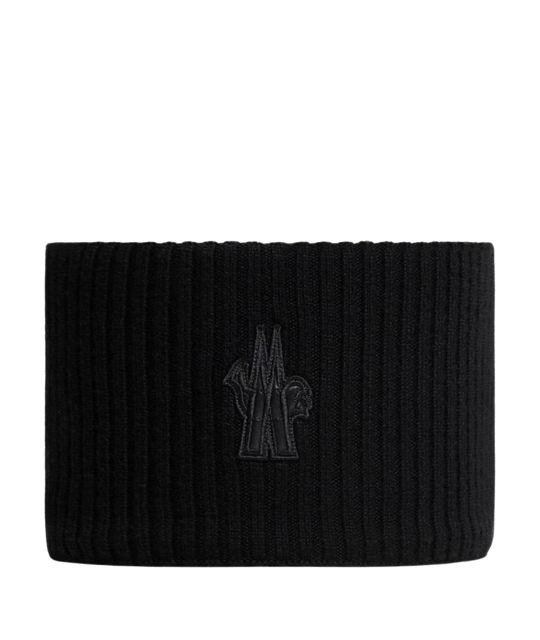 MONCLER Черная шерстяная повязка на голову, фото 1