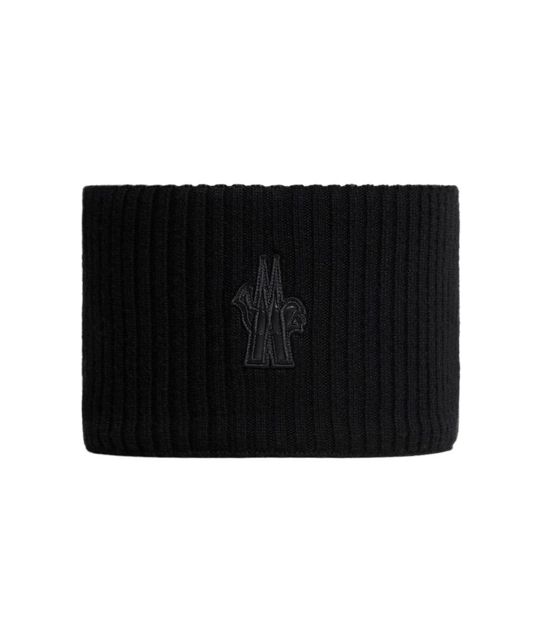MONCLER Черная шерстяная повязка на голову, фото 5