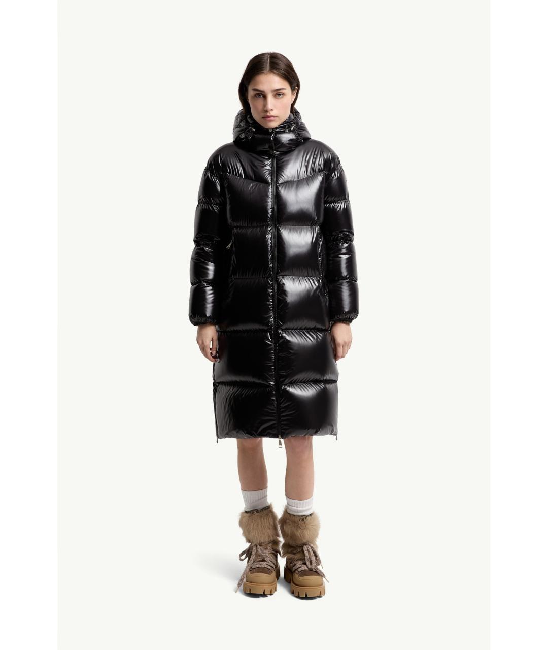 MONCLER Черное полиамидовое пальто, фото 4