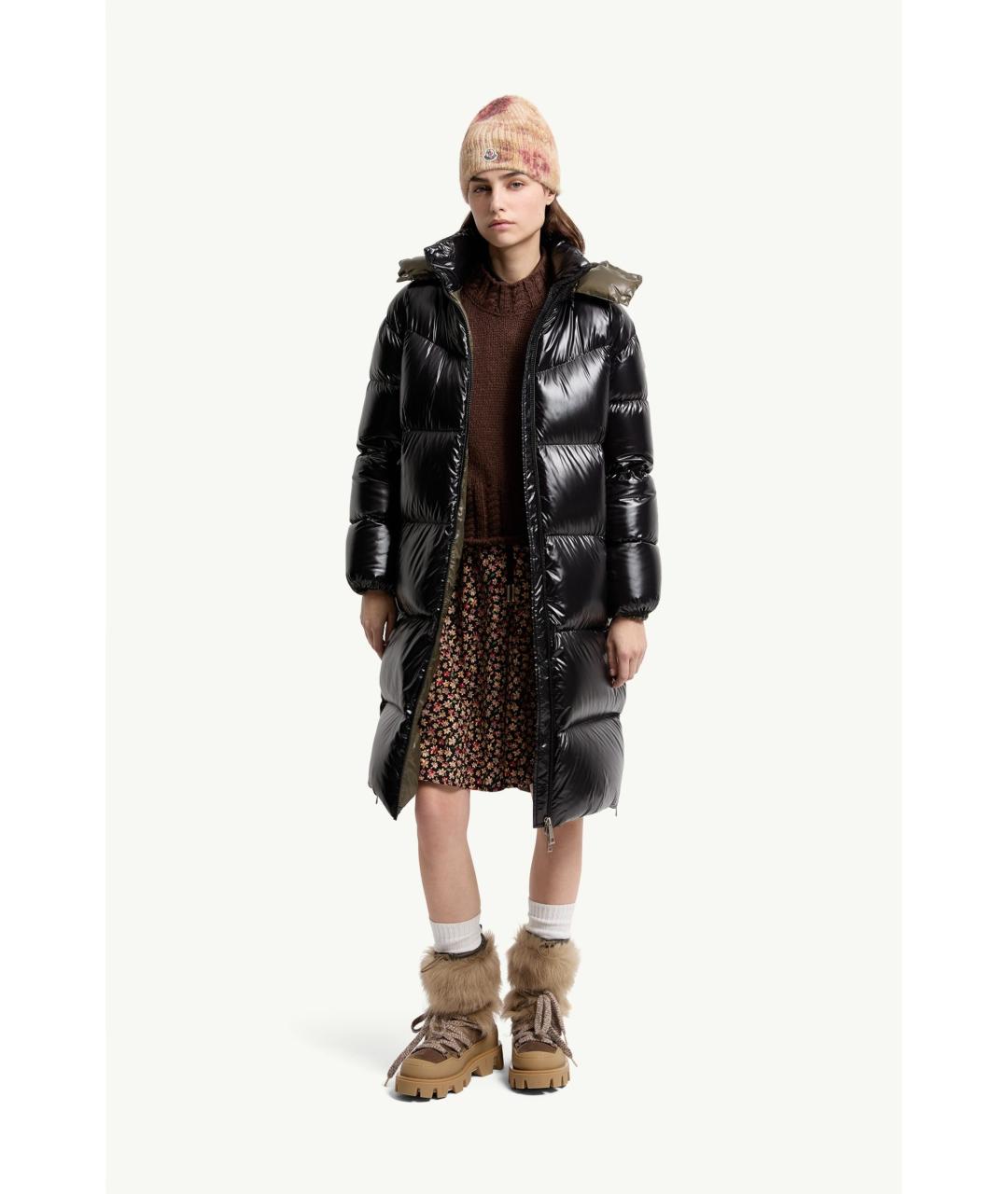 MONCLER Черное полиамидовое пальто, фото 2