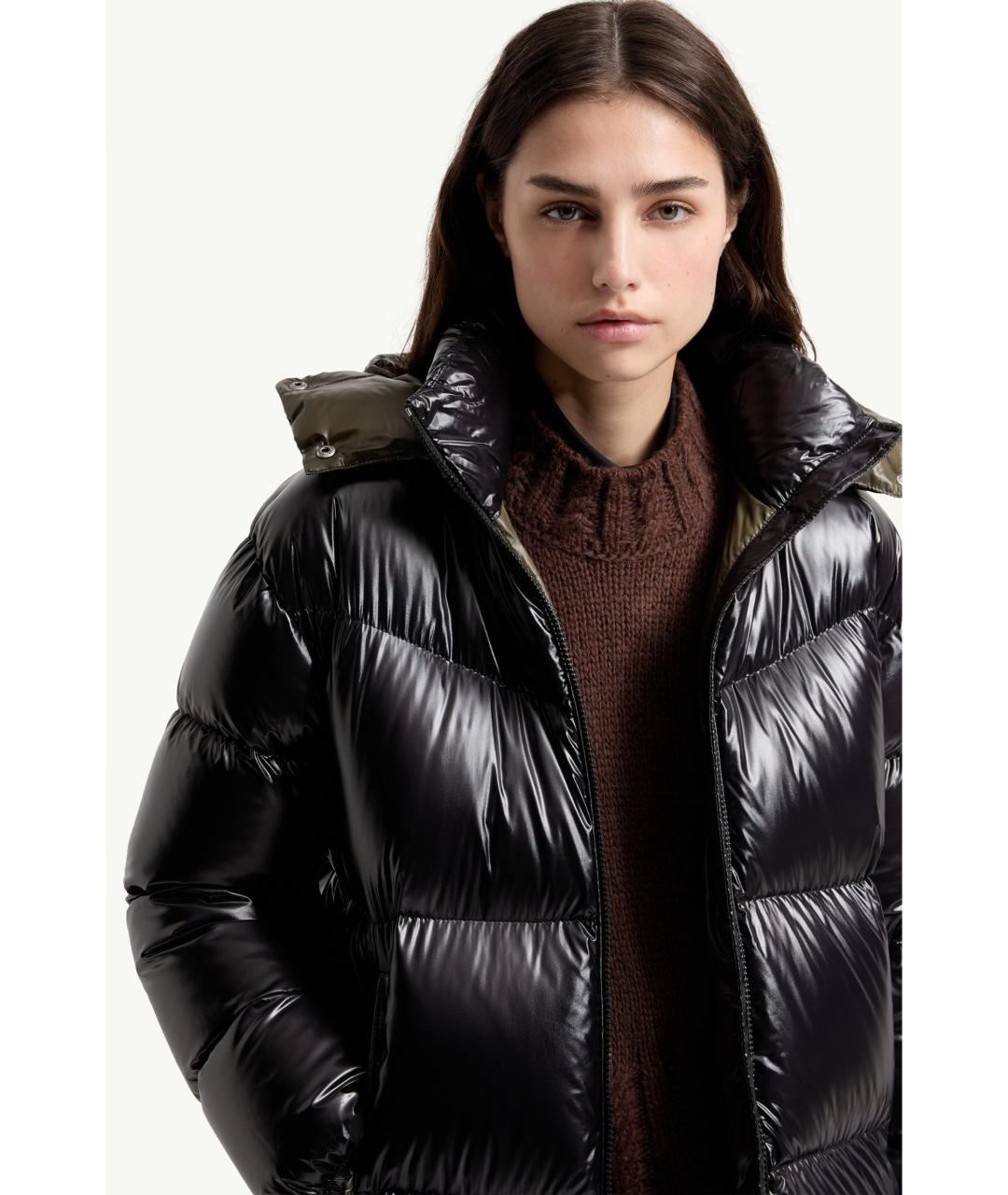 MONCLER Черное полиамидовое пальто, фото 6