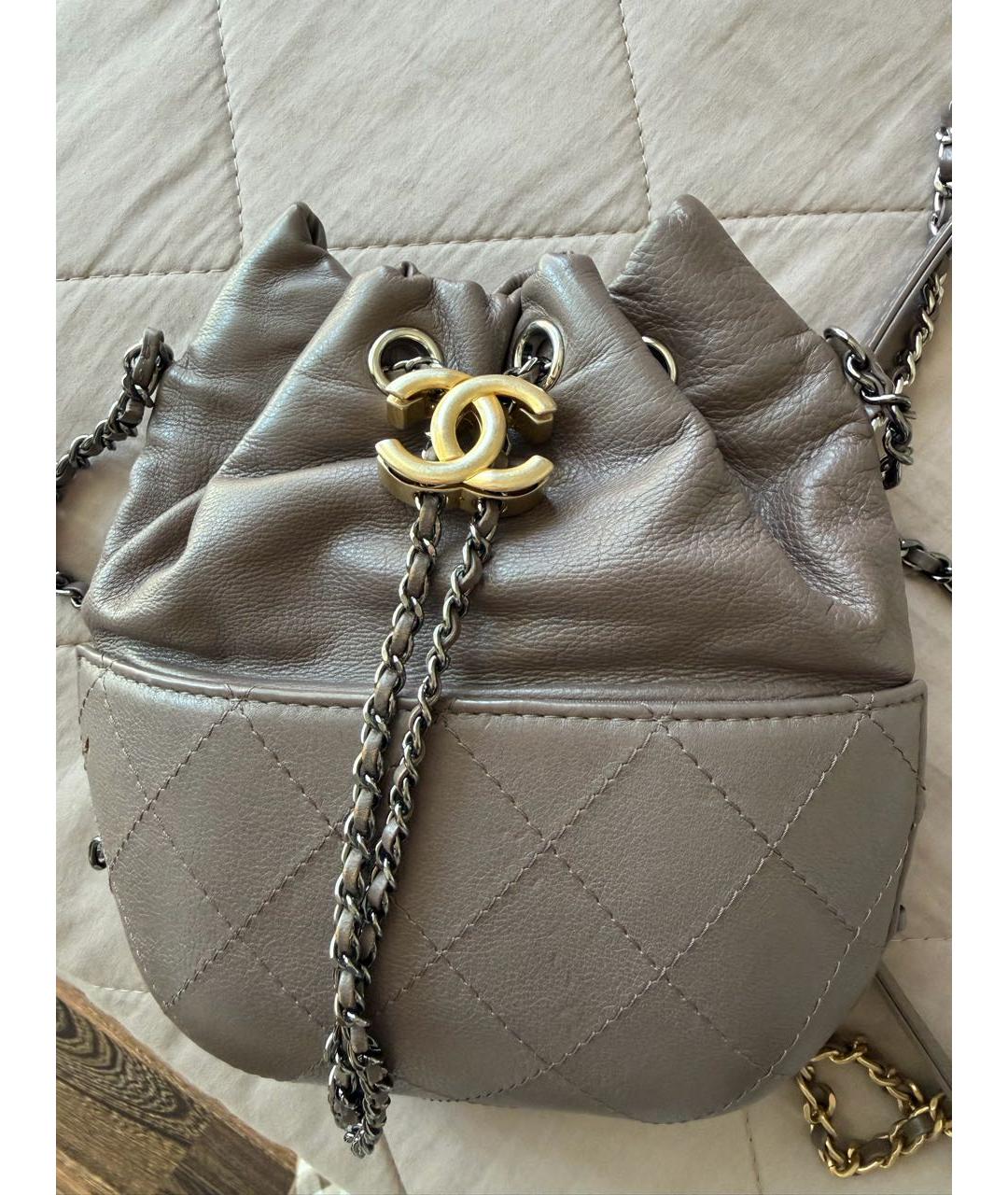 CHANEL Антрацитовая кожаная сумка через плечо, фото 5