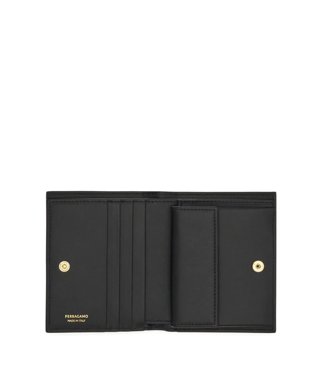 FERRAGAMO Черный кожаный кошелек, фото 4
