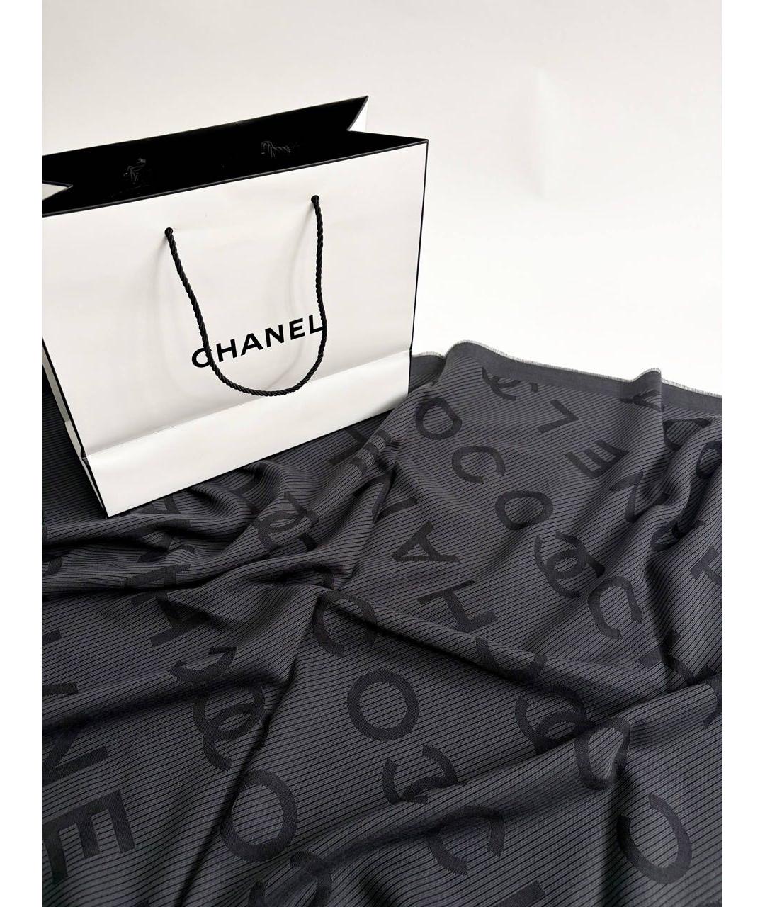 CHANEL Антрацитовый платок, фото 5