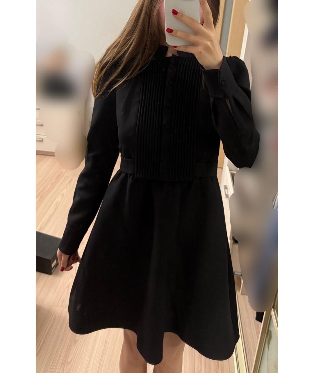 VALENTINO Черное шерстяное повседневное платье, фото 6