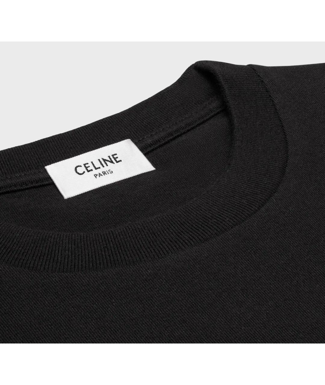 CELINE Черная хлопковая футболка, фото 3