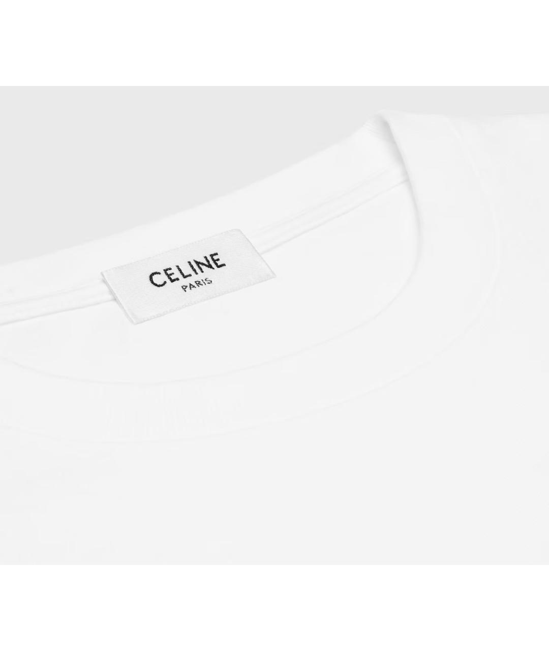 CELINE Белая хлопковая футболка, фото 3