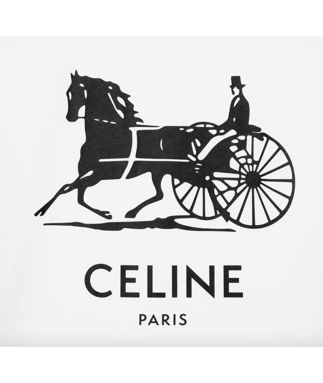 CELINE Белая хлопковая футболка, фото 4