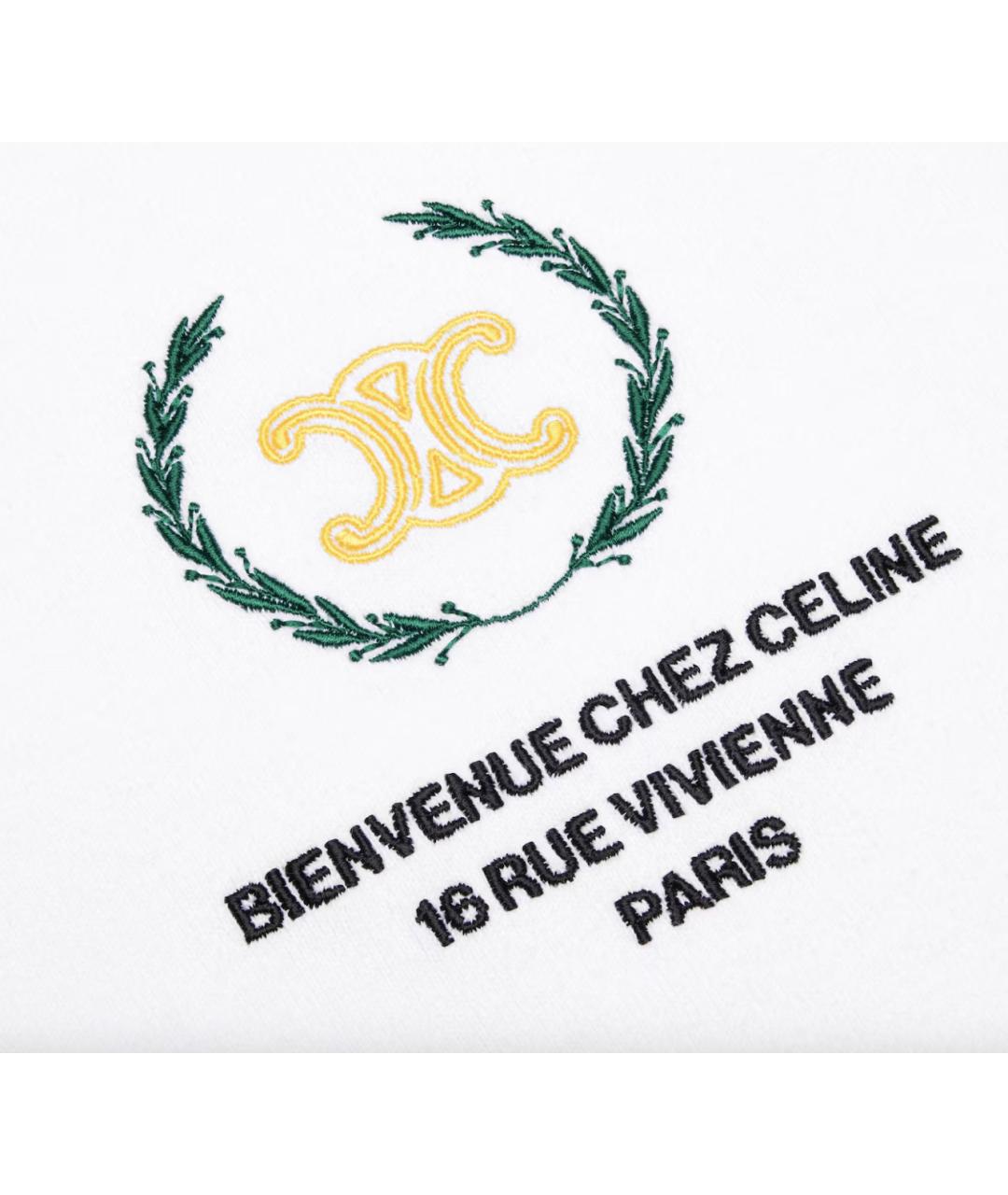 CELINE Белая хлопковая футболка, фото 4