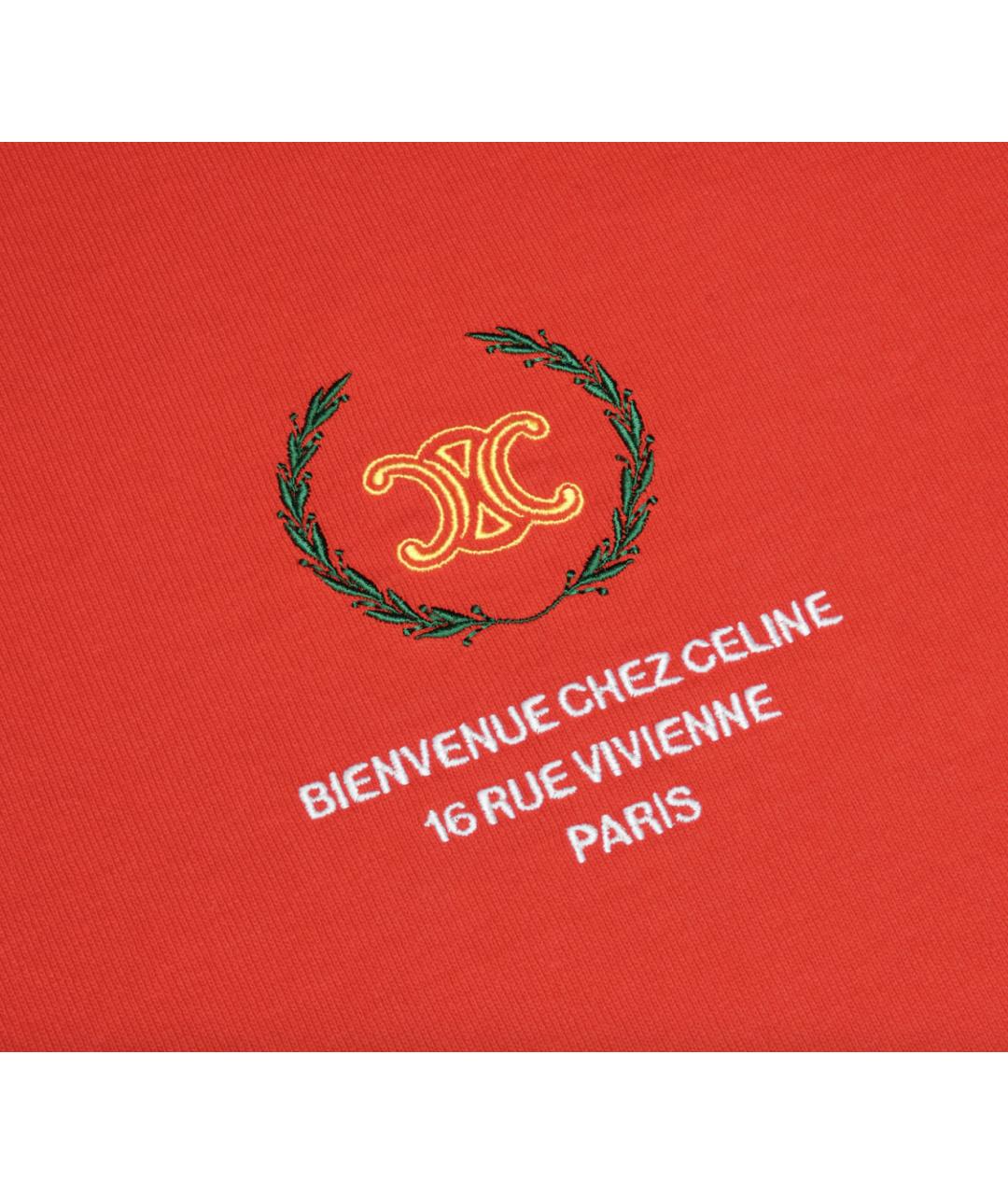 CELINE Красная хлопковая футболка, фото 4