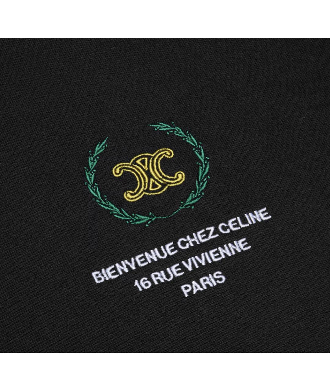 CELINE Черная хлопковая футболка, фото 4