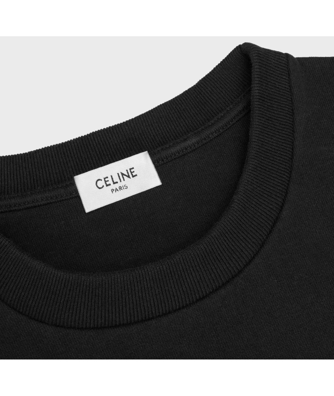 CELINE Черная хлопковая футболка, фото 3