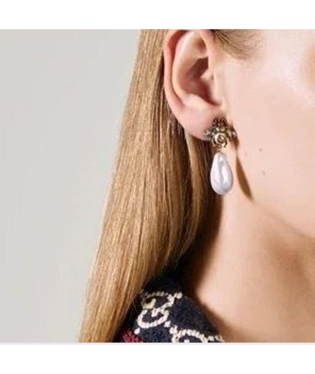 GUCCI Бежевые латунные серьги, фото 4