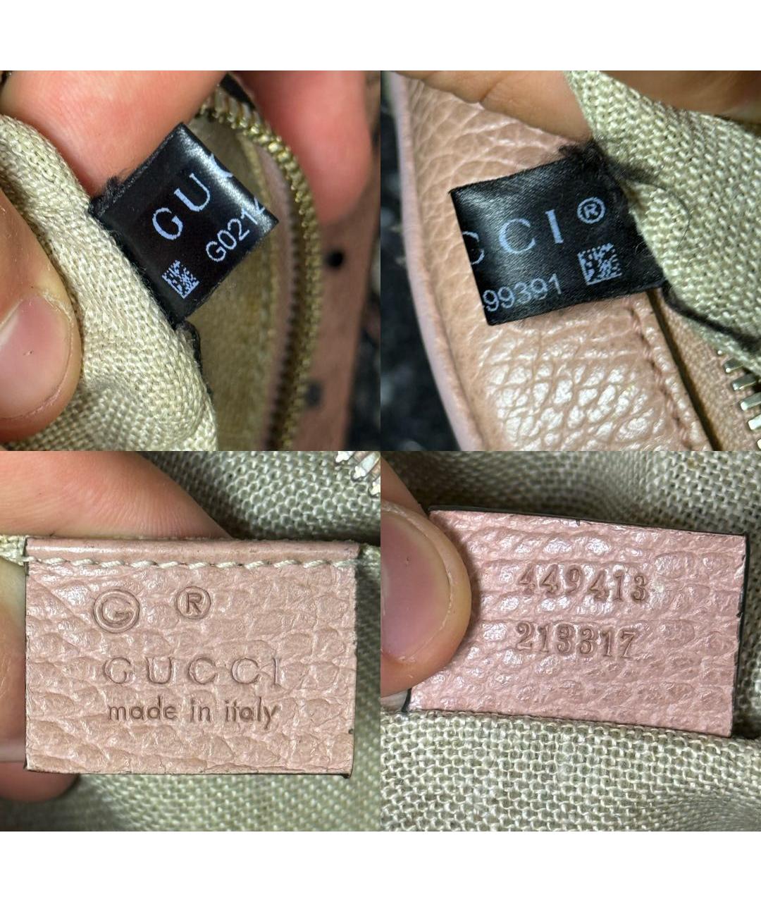 GUCCI Розовая сумка через плечо из канвы, фото 8