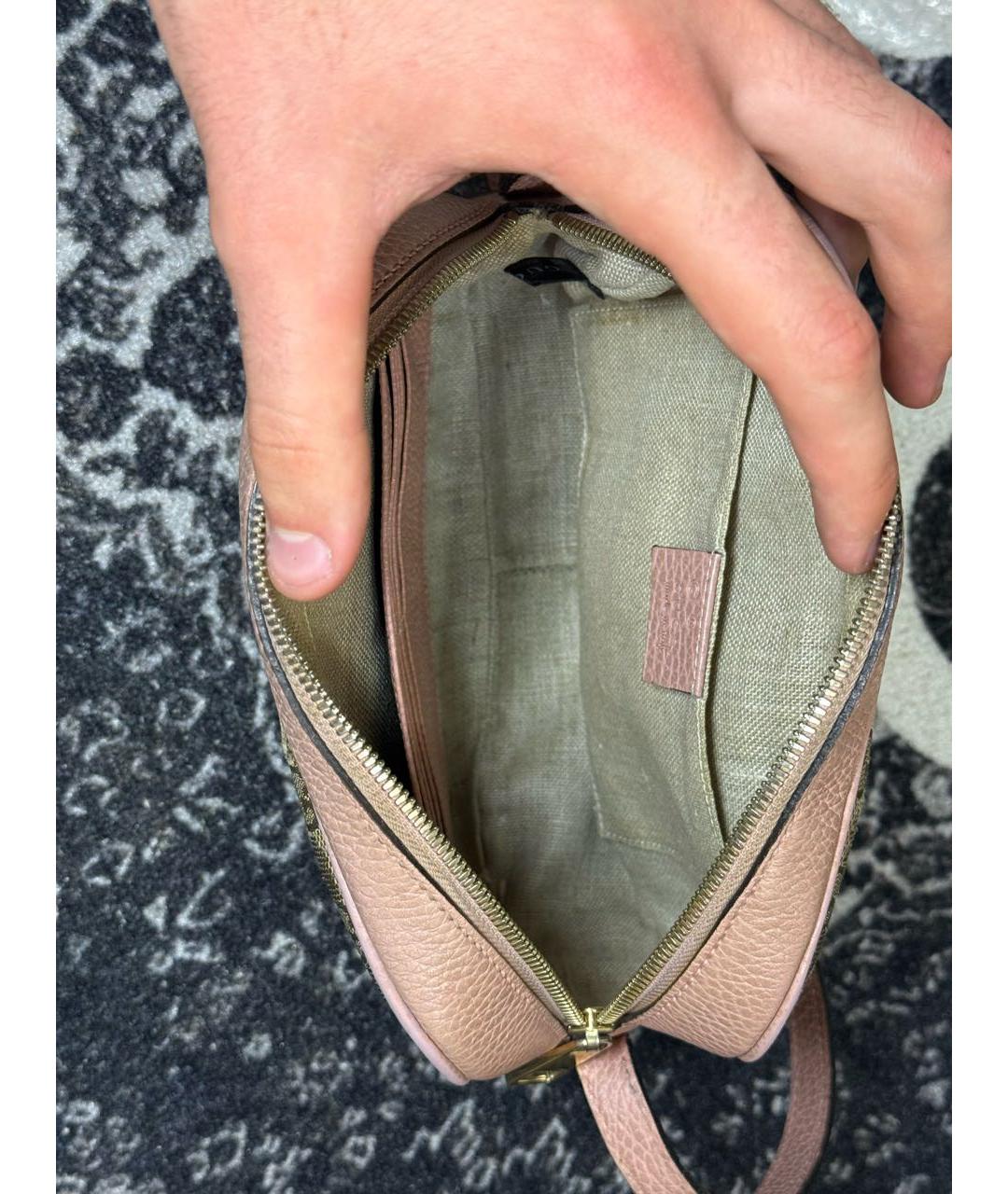 GUCCI Розовая сумка через плечо из канвы, фото 4