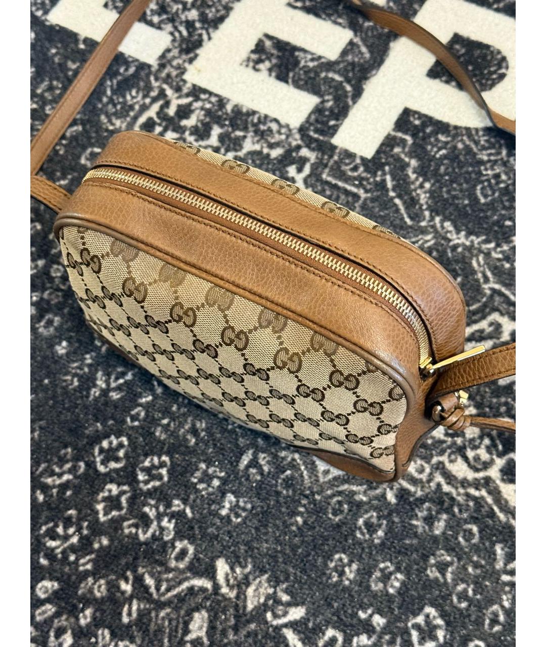 GUCCI Коричневая сумка через плечо из канвы, фото 4
