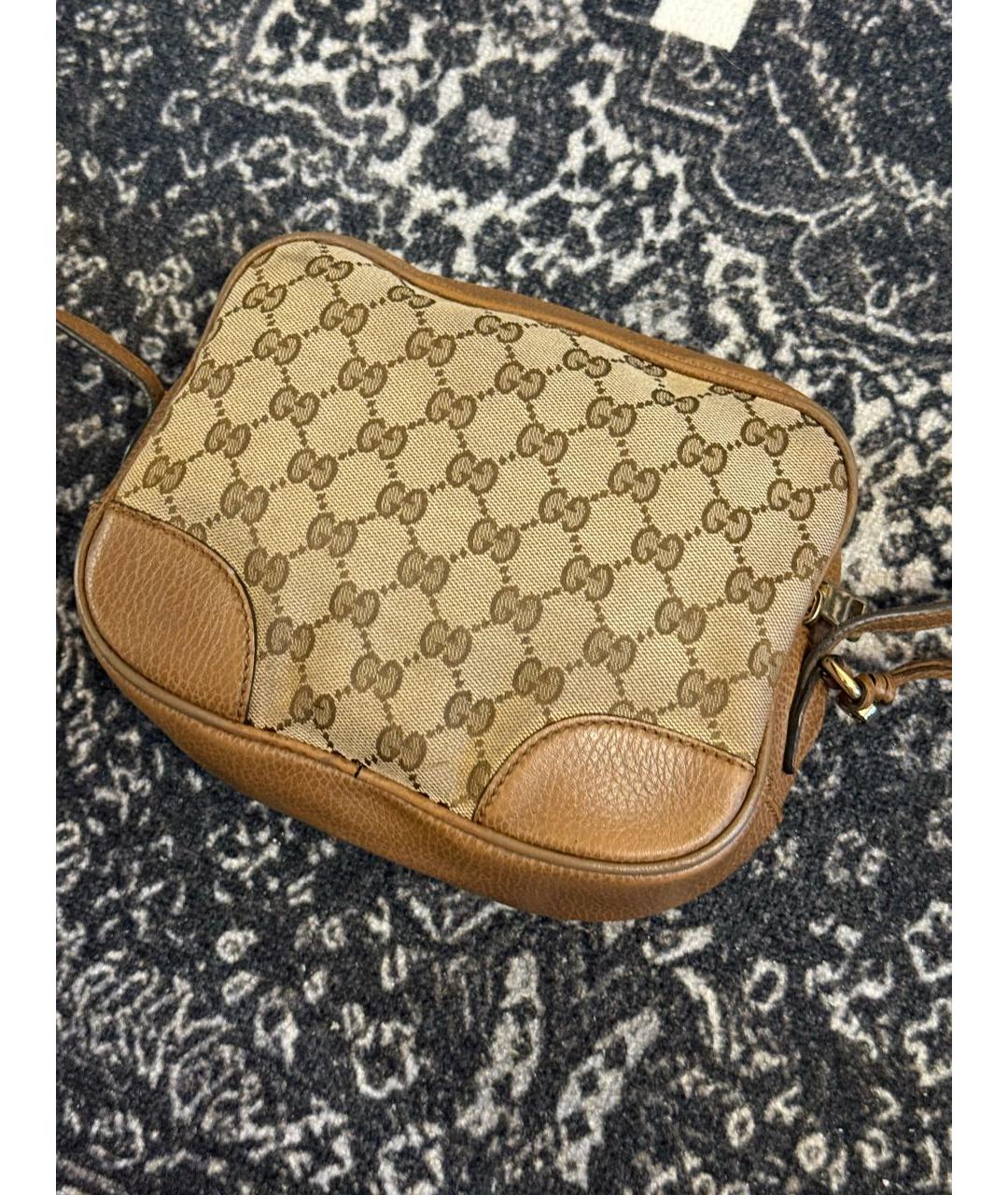 GUCCI Коричневая сумка через плечо из канвы, фото 2