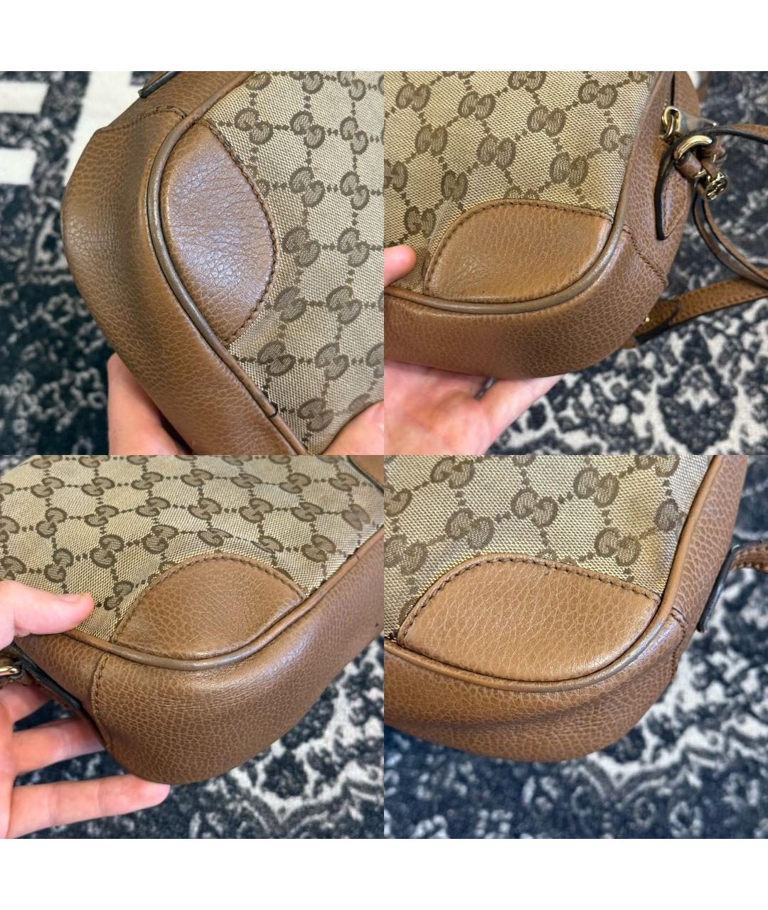 GUCCI Коричневая сумка через плечо из канвы, фото 6