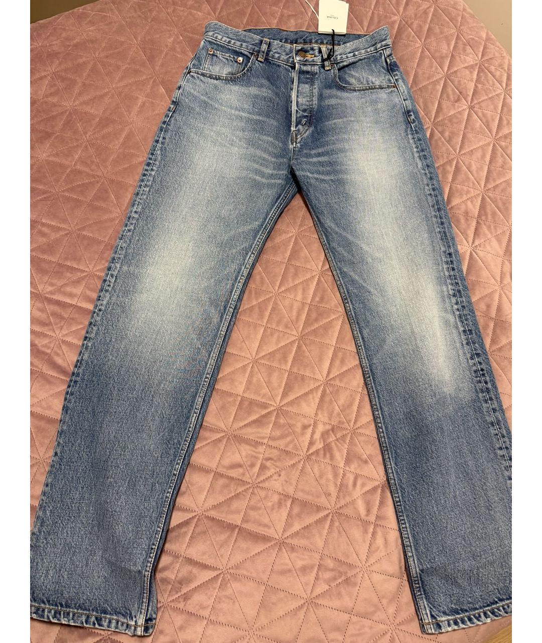 CELINE Голубые хлопковые прямые джинсы, фото 5