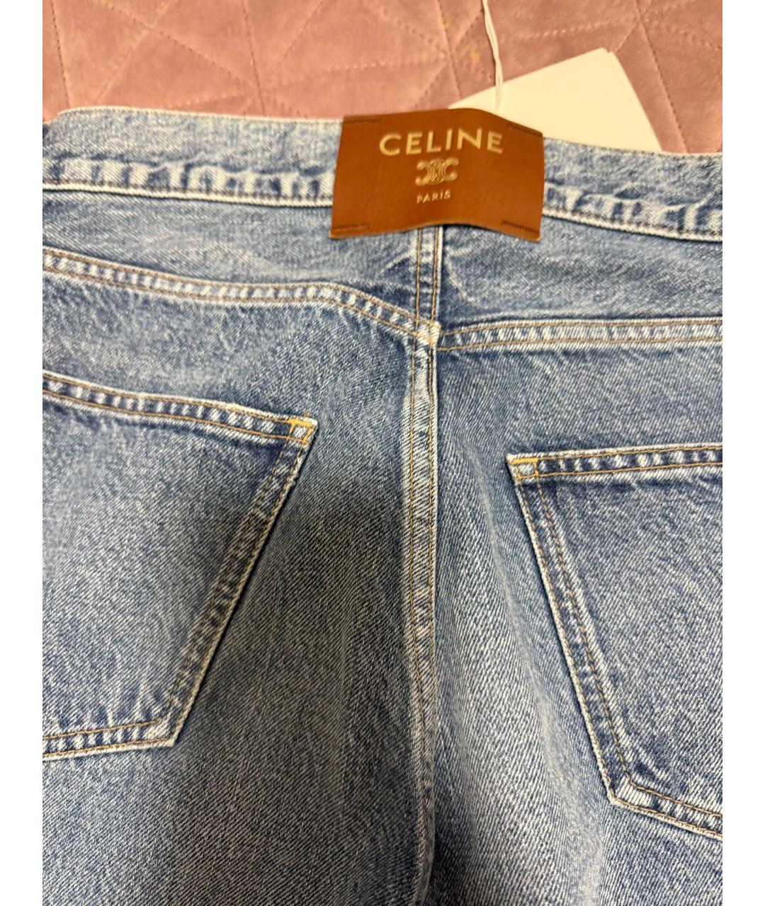 CELINE Голубые хлопковые прямые джинсы, фото 3
