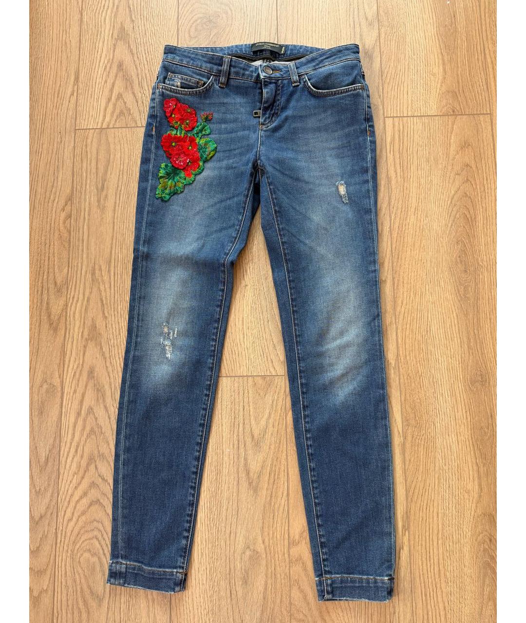 DOLCE&GABBANA Синие хлопко-эластановые джинсы слим, фото 6