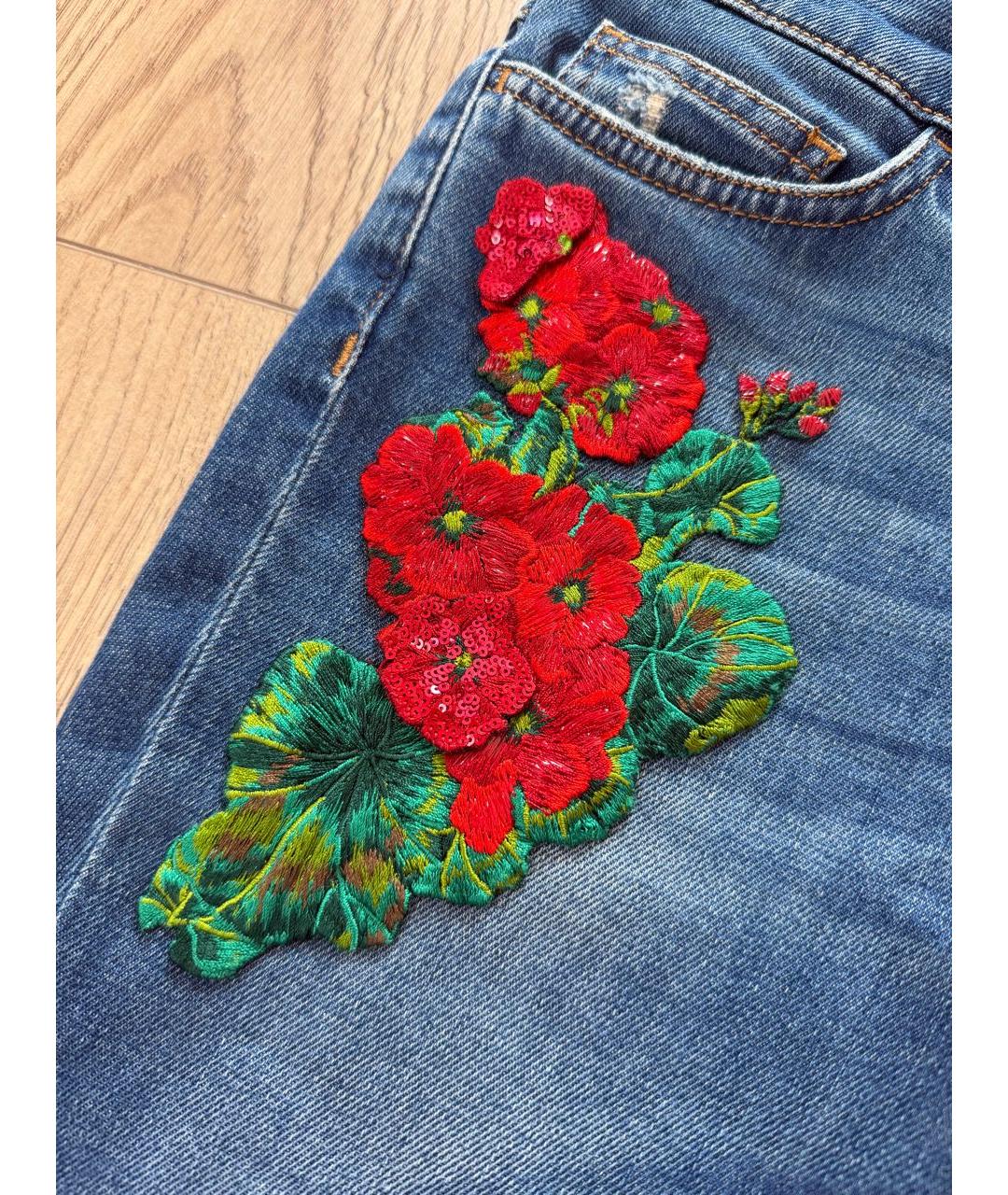 DOLCE&GABBANA Синие хлопко-эластановые джинсы слим, фото 4