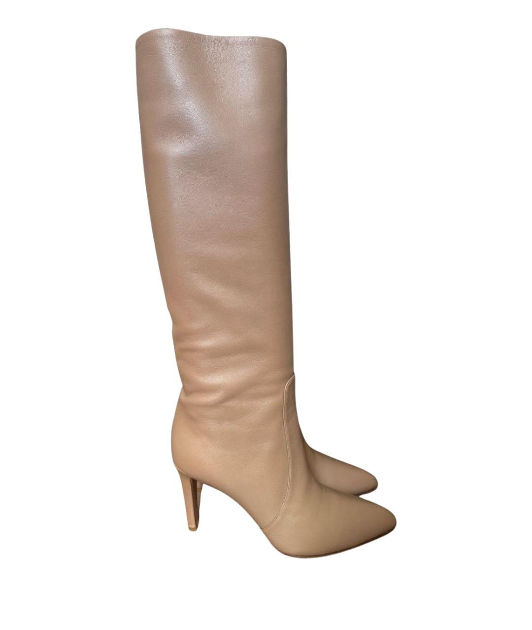 GIANVITO ROSSI Бежевые кожаные сапоги, фото 1
