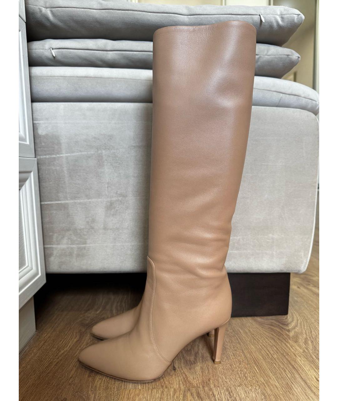 GIANVITO ROSSI Бежевые кожаные сапоги, фото 9