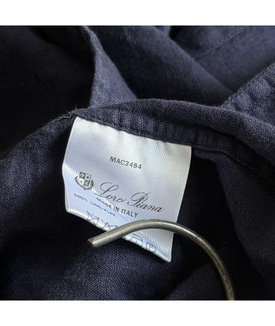 LORO PIANA Синяя льняная классическая рубашка, фото 7
