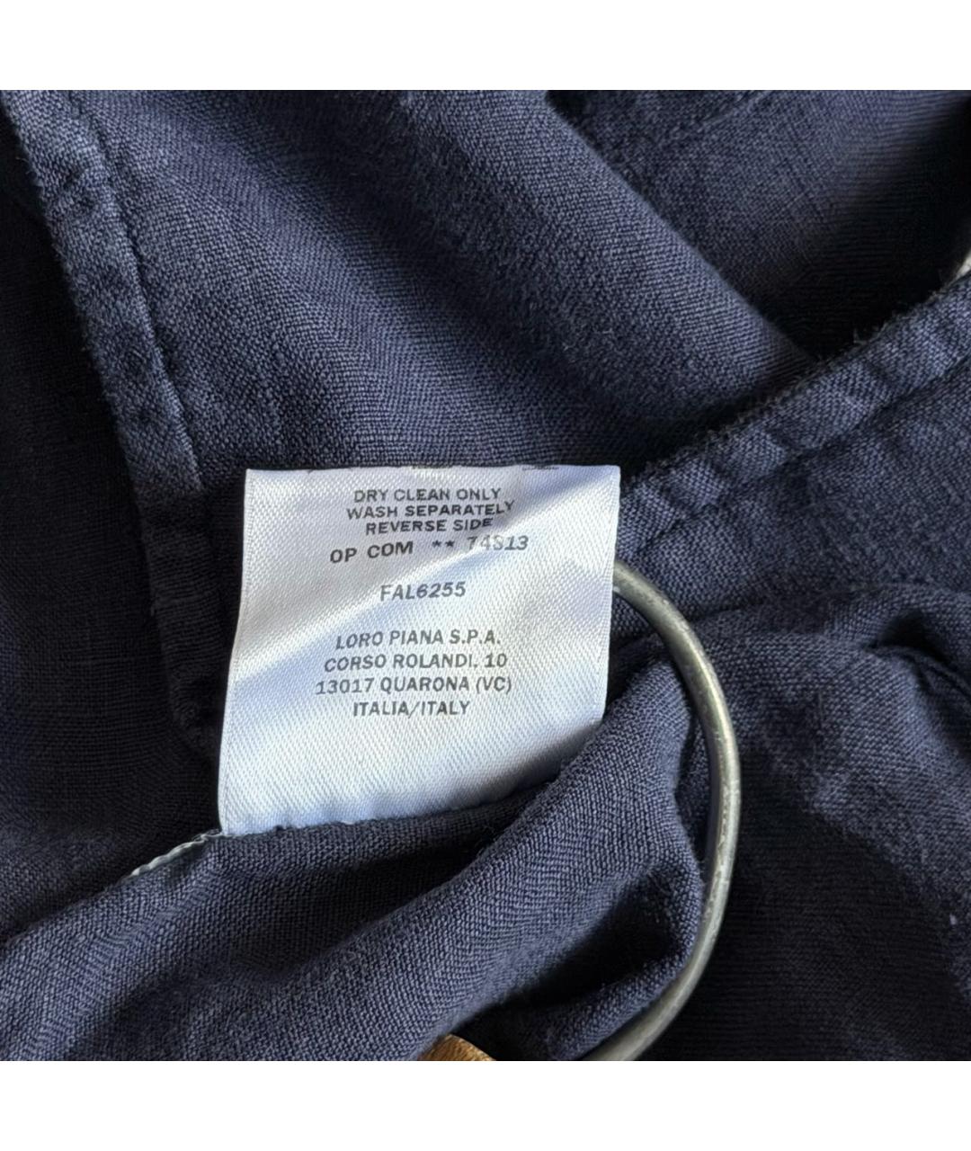 LORO PIANA Синяя льняная классическая рубашка, фото 8