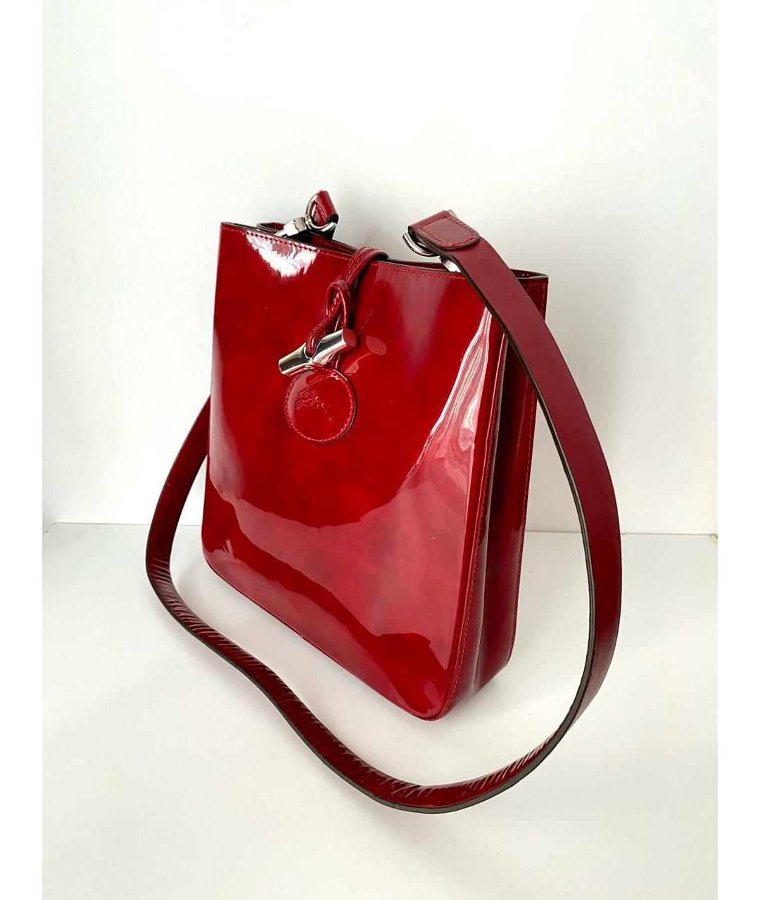 LONGCHAMP Бордовая сумка через плечо из лакированной кожи, фото 2