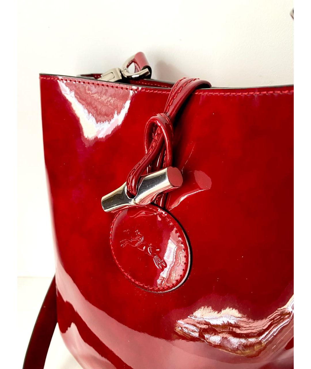 LONGCHAMP Бордовая сумка через плечо из лакированной кожи, фото 5