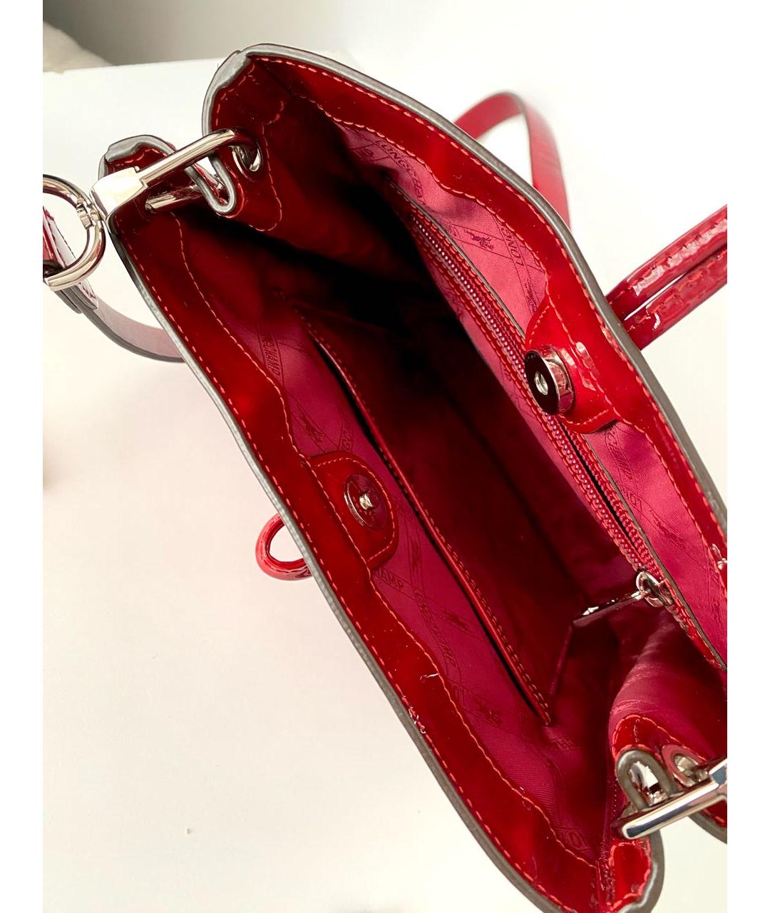LONGCHAMP Бордовая сумка через плечо из лакированной кожи, фото 4