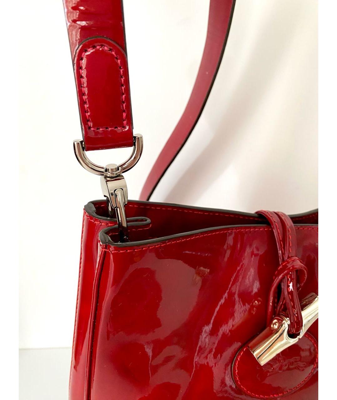 LONGCHAMP Бордовая сумка через плечо из лакированной кожи, фото 6