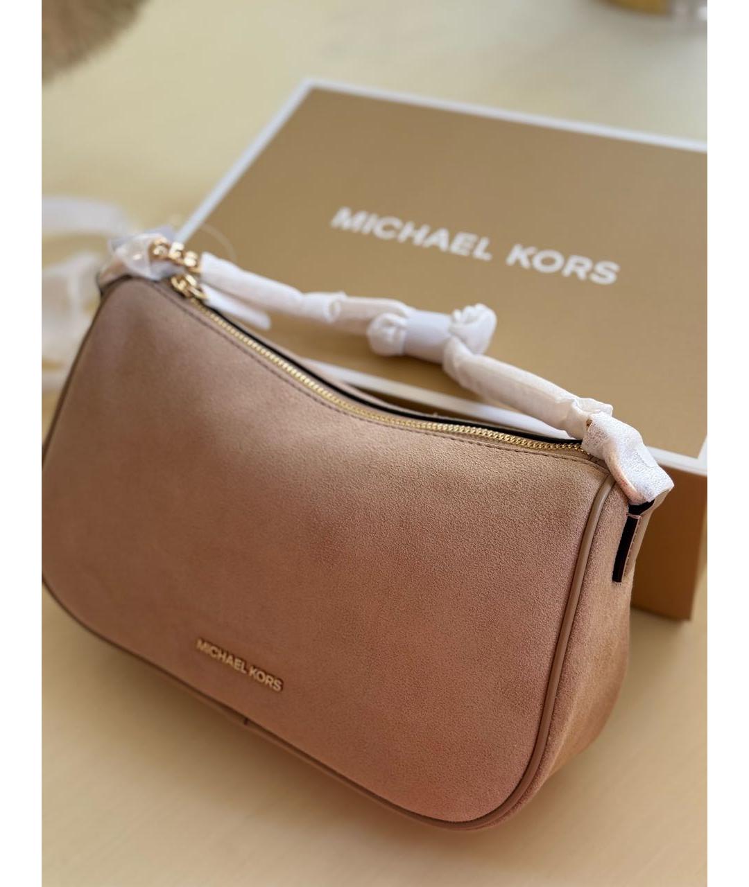 MICHAEL KORS Бежевая замшевая сумка через плечо, фото 3