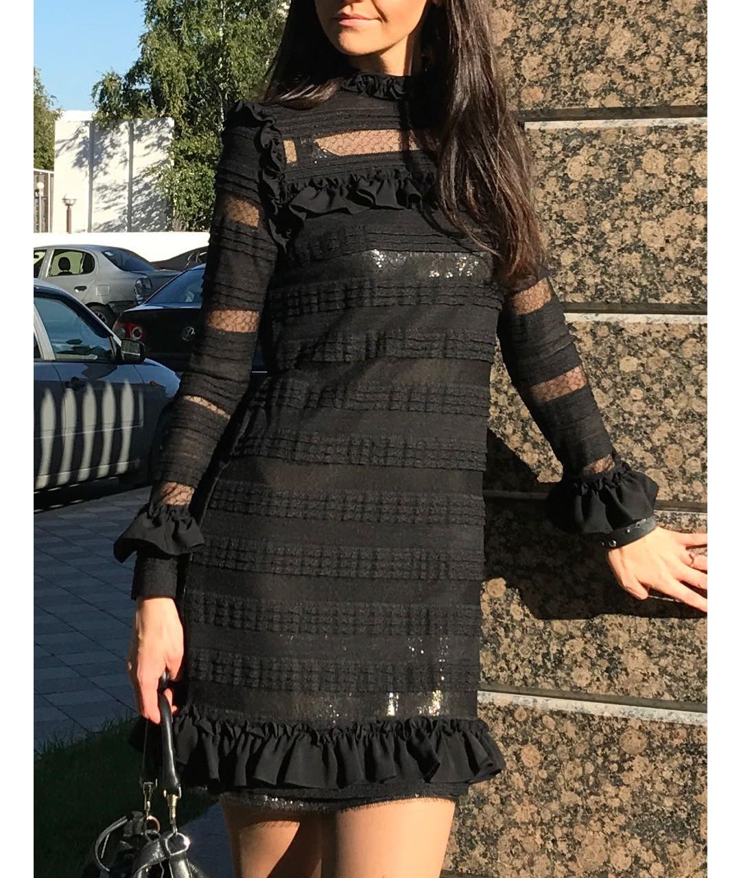 PINKO Черное полиамидовое коктейльное платье, фото 8