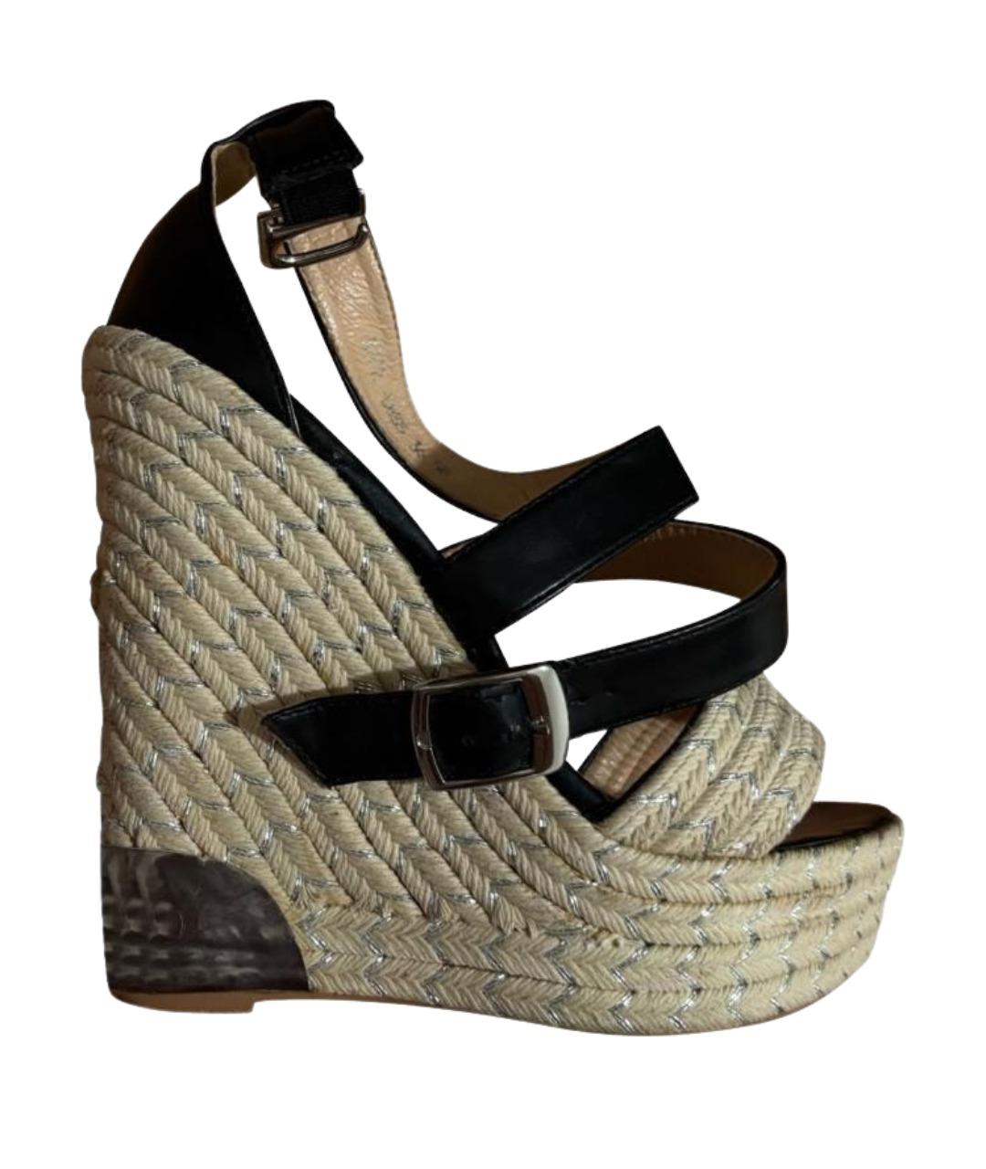 JIMMY CHOO Бежевые кожаные босоножки, фото 1