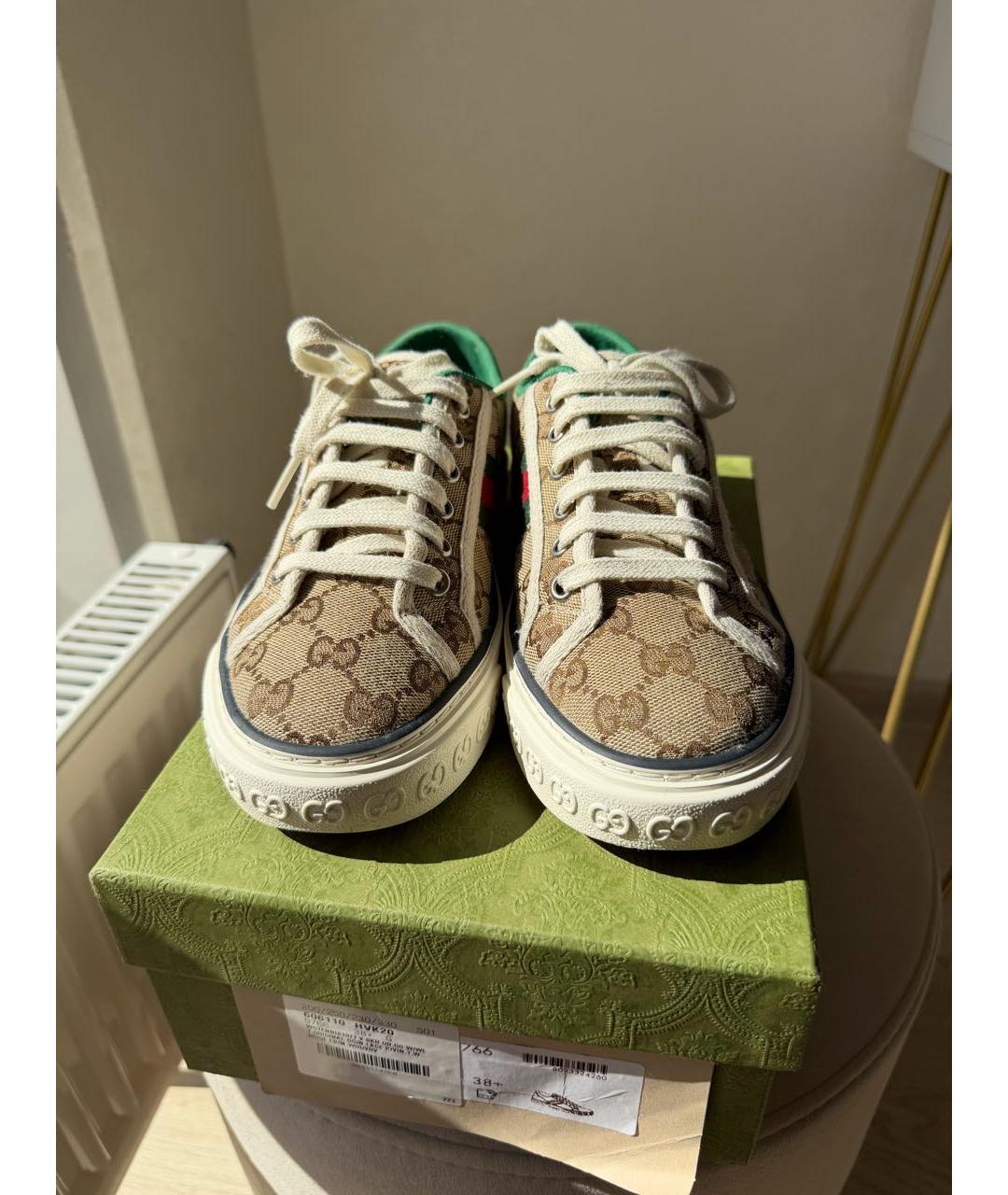 GUCCI Бежевые текстильные кеды, фото 2