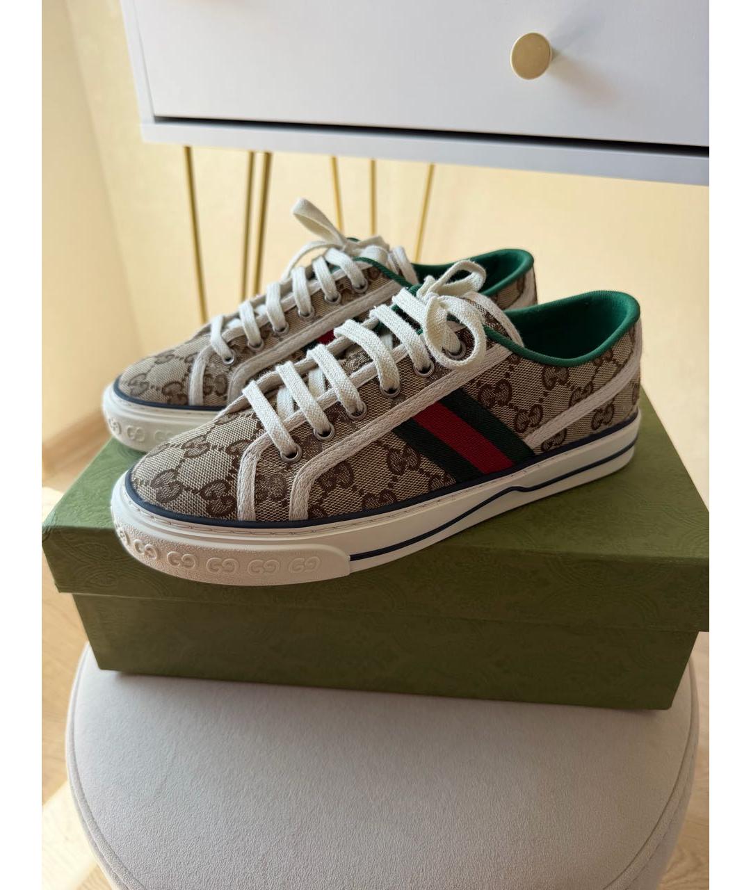 GUCCI Бежевые текстильные кеды, фото 9