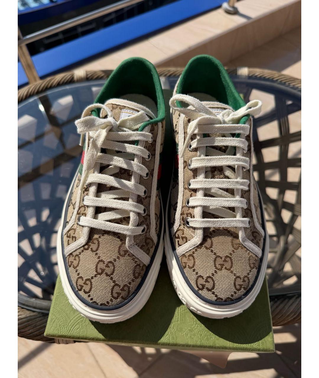 GUCCI Бежевые текстильные кеды, фото 3